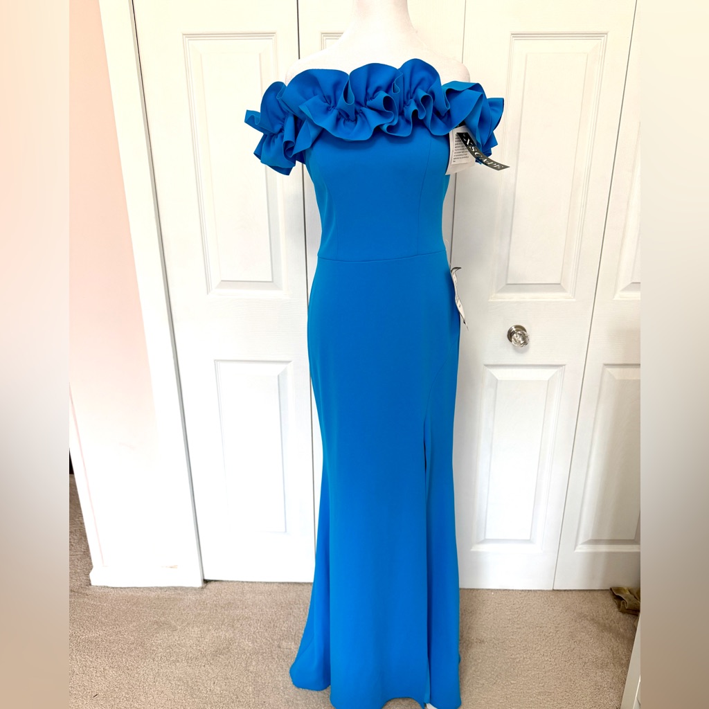 Nwt Xscape Blue Strapless Gown Formals Wedding Guest Size 4